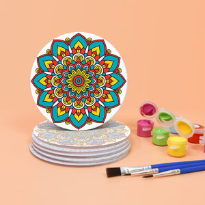 Malen nach Zahlen 15 cm Untersetzer (6 Stück) - Bunte Untersetzer Mandala