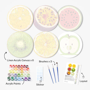Malen nach Zahlen 20 cm Tischsets (6 Stück) - Tropische Fruchtscheibe