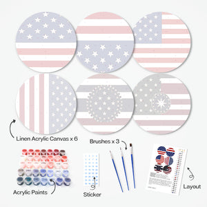 Malen nach Zahlen 20 cm Tischsets (6 Stück) - Amerikanische Flagge