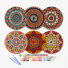 Laden Sie das Bild in den Galerie-Viewer, Malen nach Zahlen 20 cm Tischsets (6 Stück) - Böhmische Mandala Rund