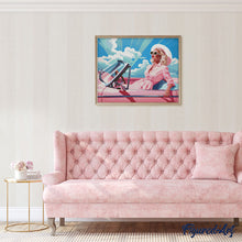 Laden Sie das Bild in den Galerie-Viewer, Diamond Painting - Diva in einem rosa Retro-Auto