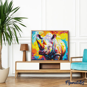 Diamond Painting - Nashorn Farbenfroh Abstrakt