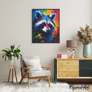 Diamond Painting - Waschbär Farbenfroh Abstrakt