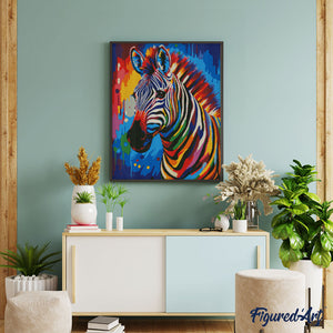 Diamond Painting - Zebra Farbenfroh Abstrakt