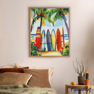 Diamond Painting - Bunte Surfbretter – 40 x 50 cm auf Keilrahmen gespannt