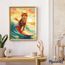 Laden Sie das Bild in den Galerie-Viewer, Diamond Painting - Surfende Katze