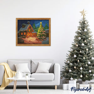 Diamond Painting - Schneebedeckte Weihnachtshütte