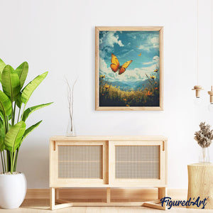 Diamond Painting - Kupferschmetterling unter blauem Himmel