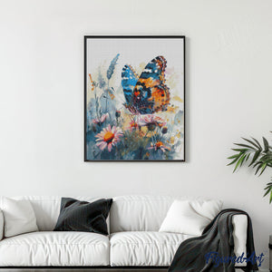 Diamond Painting - Schmetterling und Blumen