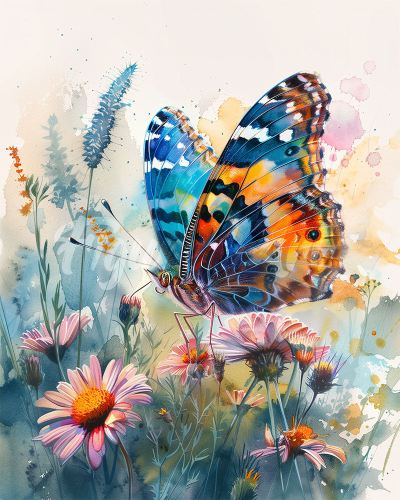 Diamond Painting - Schmetterling und Blumen