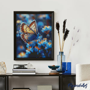 Diamond Painting - Schmetterling und blaue Blumen