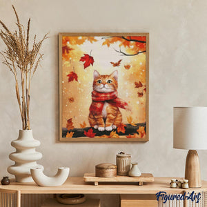 Diamond Painting - Gemütliche Herbstkatze