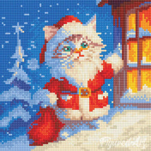 Laden Sie das Bild in den Galerie-Viewer, Mini Diamond Painting 25 x 25 cm - Weihnachtskätzchen