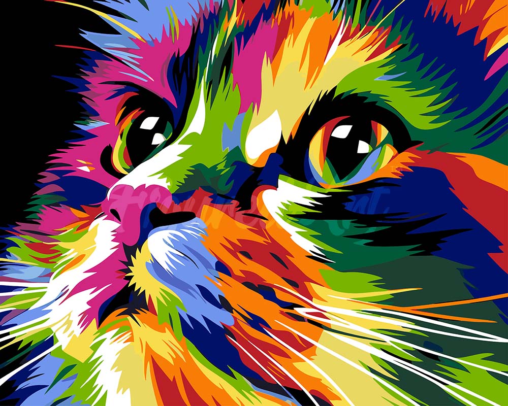 Malen nach Zahlen Figured'Art – Pop Art Niedliche Katze
