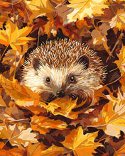 Laden Sie das Bild in den Galerie-Viewer, Malen nach Zahlen Figured&#39;Art – Igel in Herbstblättern