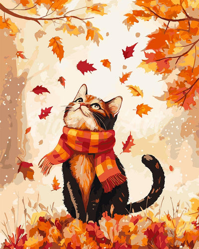 Malen nach Zahlen Figured'Art – Verspielte Herbstkatze