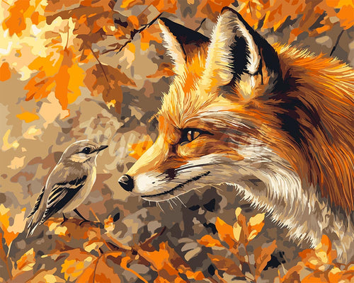 Malen nach Zahlen Figured'Art – Fuchs und Vogel im Herbst