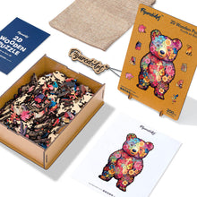 Laden Sie das Bild in den Galerie-Viewer, Holzpuzzle Erwachsene - Blumen-Teddybär