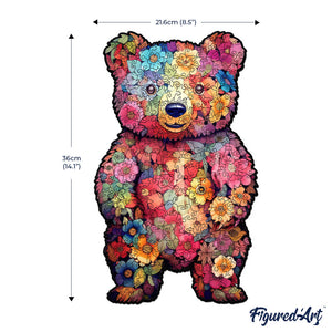 Holzpuzzle Erwachsene - Blumen-Teddybär