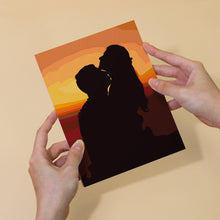 Laden Sie das Bild in den Galerie-Viewer, Mini Malen nach Zahlen 15x20 cm (6 Stück) - Romantische Sonnenuntergang-Silhouetten