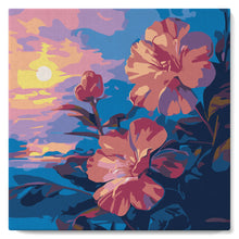 Laden Sie das Bild in den Galerie-Viewer, Mini Malen nach Zahlen mit Rahmen - Hibiskus bei Sonnenuntergang