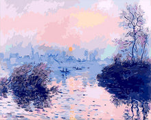 Laden Sie das Bild in den Galerie-Viewer, Malen nach Zahlen für Erwachsene | Sonnenuntergang an der Seine bei Lavacourt – Monet | Figured&#39;Art