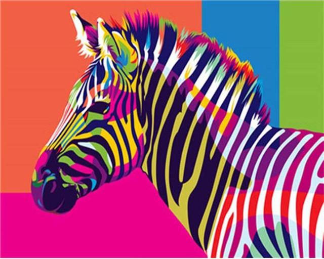 Malen nach Zahlen – Zebra Pop Art