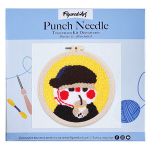 Punch Needle Kitty Van Gogh mit Bubble Tea