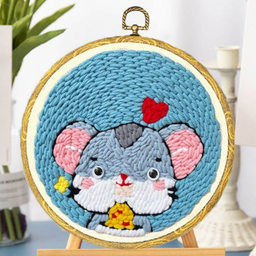 Punch Needle set Kleine Maus mit einem Keks