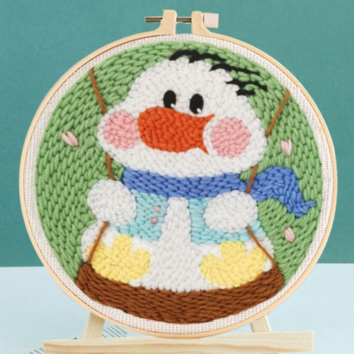 Punch Needle set Baby Ente auf einer Schaukel