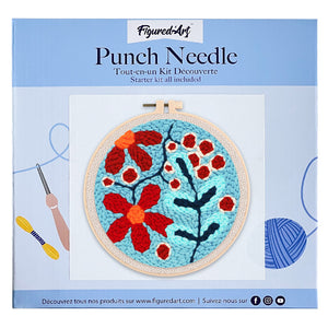 Punch Needle Ein Strauß roter Blumen