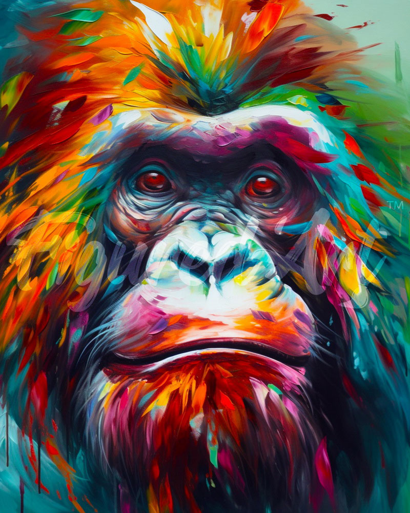 Diamond Painting - Orang-Utan Farbenfroh Abstrakt