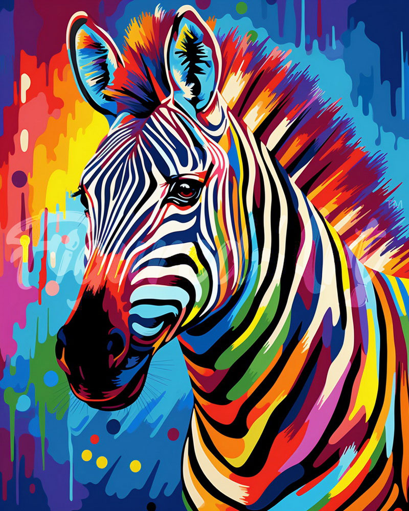 Diamond Painting - Zebra Farbenfroh Abstrakt