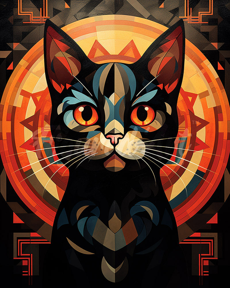 Diamond Painting – Art-Deco-Schwarze Katze