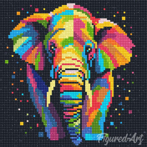 Mini Diamond Painting 25 x 25 cm - Abstrakter Pop Art Elefant