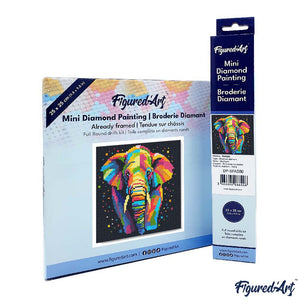 Mini Diamond Painting 25 x 25 cm - Abstrakter Pop Art Elefant