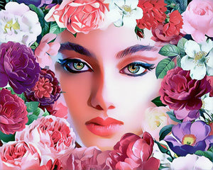 Diamond Painting – Gesicht und Blumen | Figured'Art