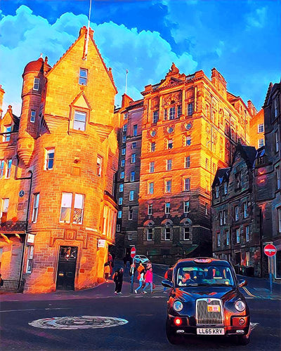 Diamond Painting – Edinburgh Straße – 40 x 50 cm auf Keilrahmen gespannt | Figured'Art