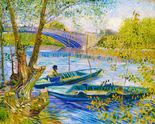 Kreuzstich – Angler und Boote an der Pont de Clichy – Van Gogh