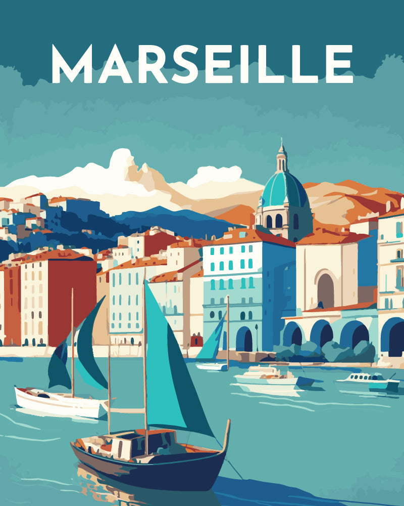 Malen nach Zahlen – Reiseplakat Marseille