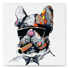 Laden Sie das Bild in den Galerie-Viewer, Mini Malen nach Zahlen mit Rahmen 20x20cm - Hund mit Zigarre