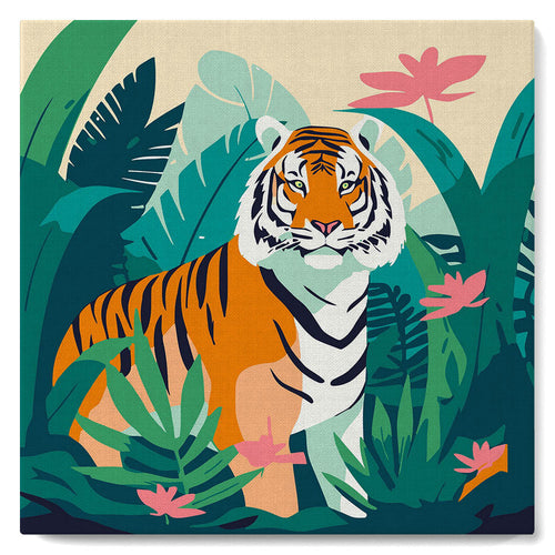 Mini Malen nach Zahlen mit Rahmen - Tropischer Bengal-Tiger
