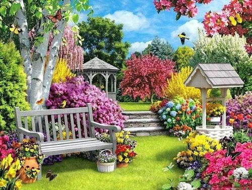 Diamond Painting – Schöner Garten – 40 x 50 cm auf Keilrahmen gespannt | Figured'Art