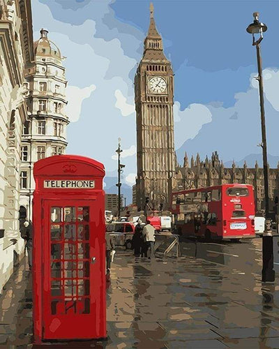 Malen nach Zahlen fŸr Erwachsene |ÊTelefonzelle in London | Figured'Art